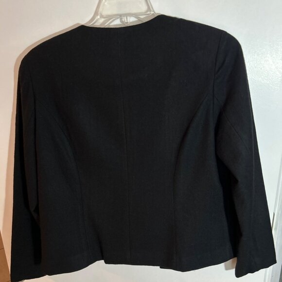 Coldwater Creek Women Black Open-Front Blazer Fully Lined Wool Blend Size 14 - Picture 3 of 7